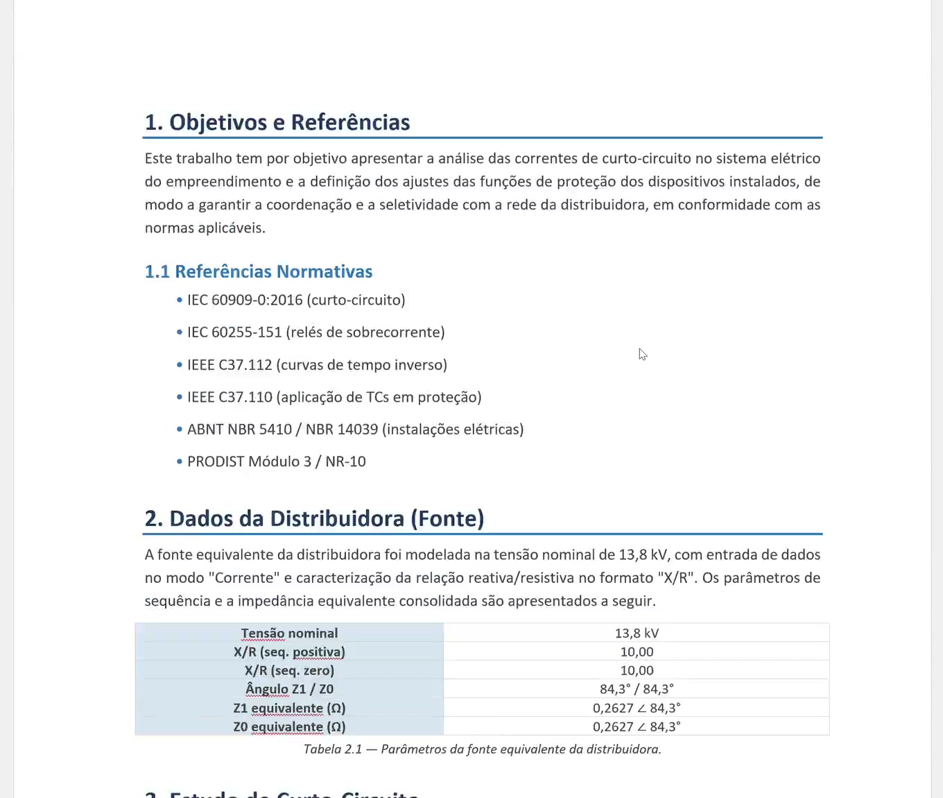 Páginas do relatório técnico gerado pelo HT PROT