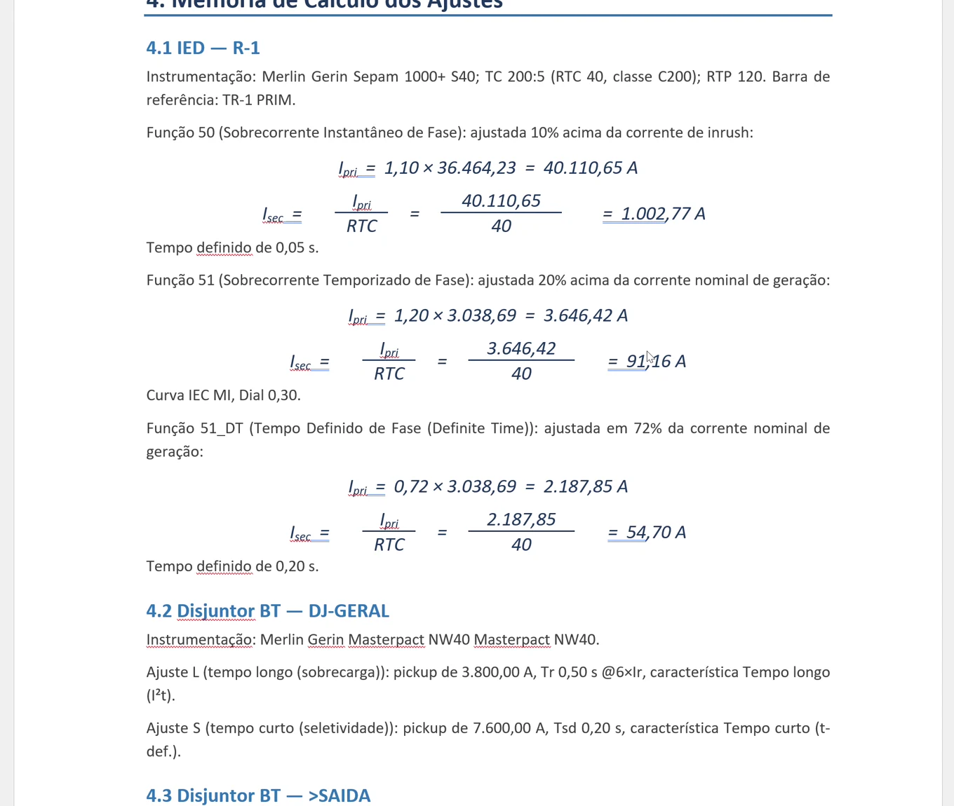 Página do relatório técnico gerado pelo HT PROT
